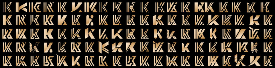 collection abstract letter K logo design. modern logotype K design with gold color. vector illustration