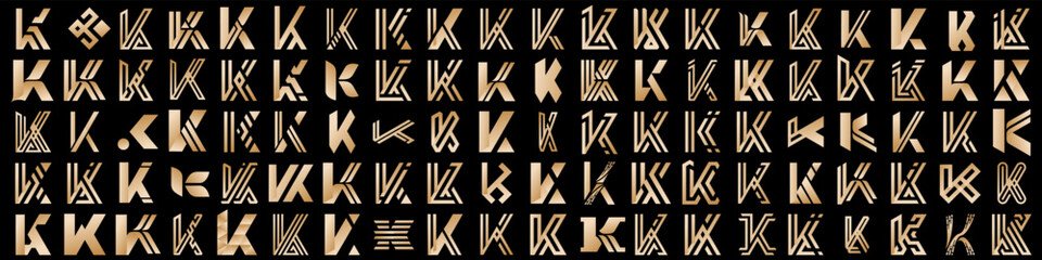 collection abstract letter K logo design. modern logotype K design with gold color. vector illustration