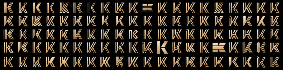 collection abstract letter K logo design. modern logotype K design with gold color. vector illustration