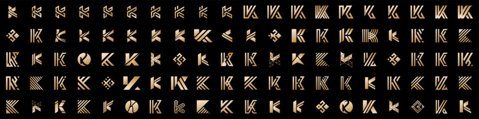 collection abstract letter K logo design. modern logotype K design with gold color. vector illustration