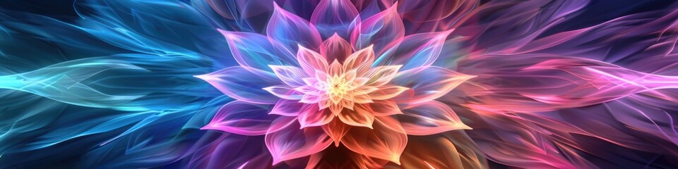 Obraz premium Healing Background. Abstract Lotus Flower in Vibrant Energy Colors for Health and Relaxation