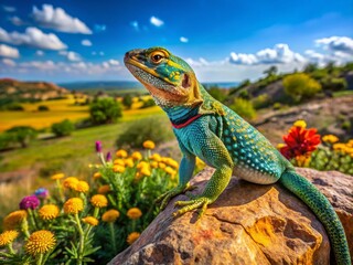 Obraz premium Collared Lizard in the Wild - Vibrant Oklahoma Wildlife Photography