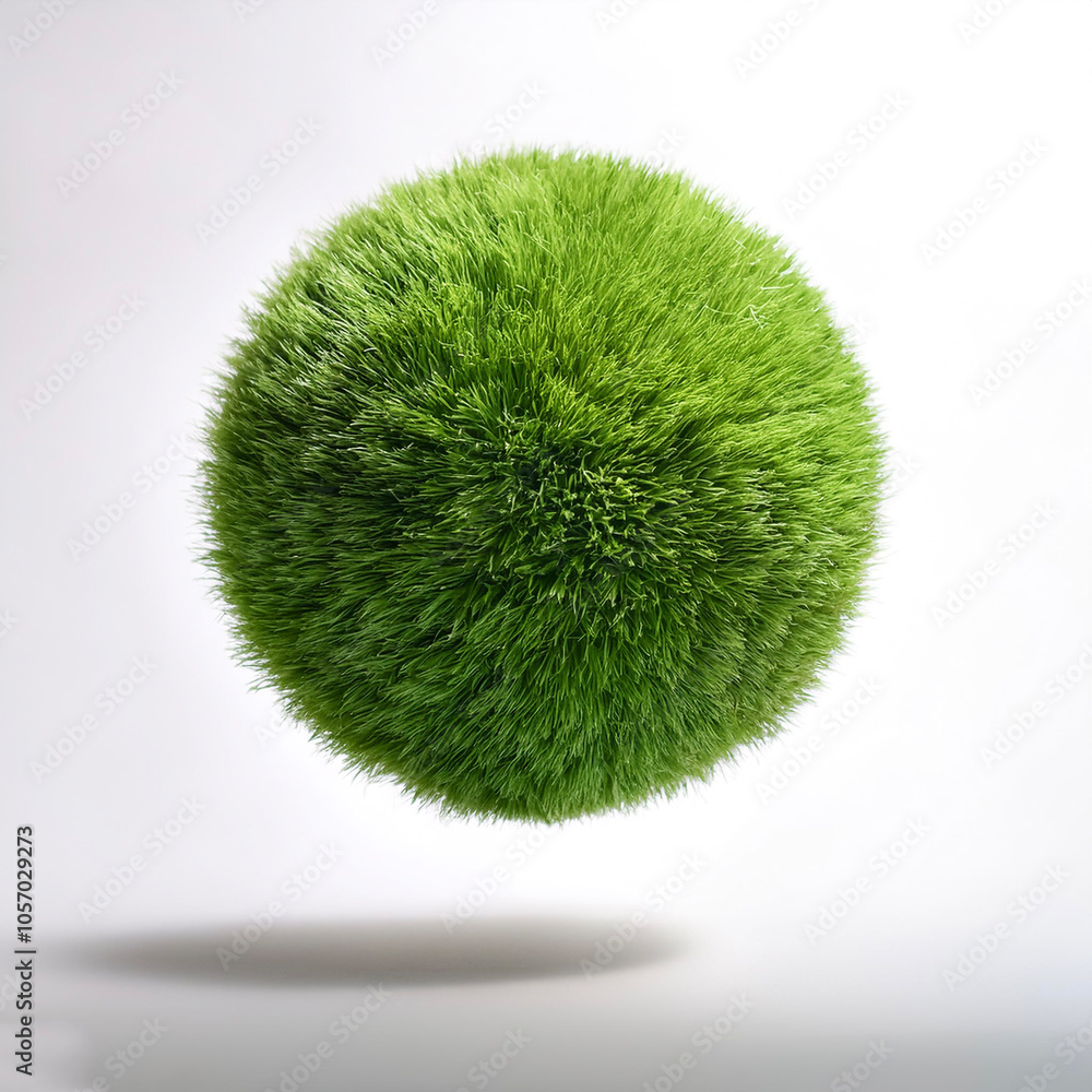 Wall mural patch of grass floating or flying isolated white background
