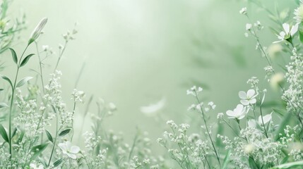 A realistic banner showing delicate wildflowers and leaves