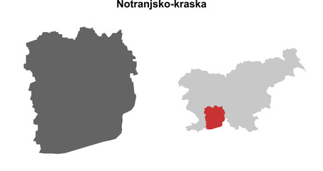 Notranjsko-kraska region blank outline map set