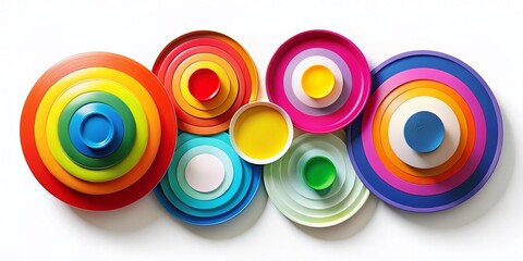 Obraz premium Colorful Circle Graphic Elements for Modern Design on White Background