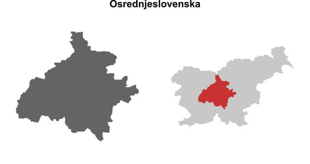 Osrednjeslovenska region blank outline map set