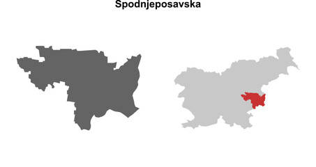 Spodnjeposavska region blank outline map set