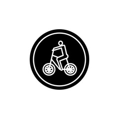 Bicyclist traffic sign icon flat line symbol set.