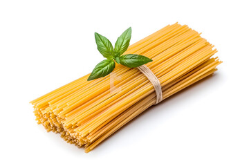 Uncooked Italian Spaghetti, pasta isolated on white background