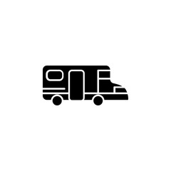 Caravan trailor icon flat line symbol set.