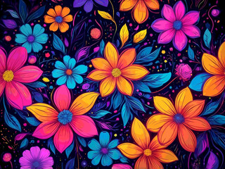 Fototapeta premium abstract pop art glow neon Multicolored floral abstract background