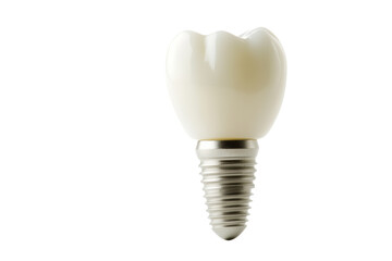 Dental implant isolated on white background, representing modern dentistry and oral health solutions.