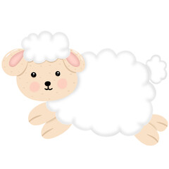 Cartoon of a white sheep jumping