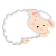 Cute white cartoon lamb sleeping
