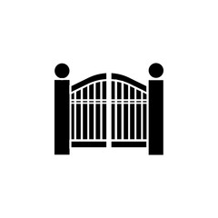 Gate icon flat line symbol set.