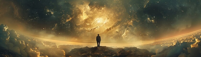 Craft a visually captivating image from a low angle, hinting at the enigmatic endings of movies Convey the complexity and depth of ambiguous conclusions to engage viewers curiosity