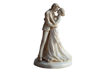 Naklejka premium Elegant porcelain figurine of a couple dancing, embodying love and romance, perfect for wedding decorations.