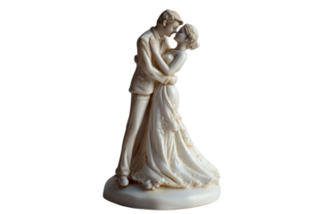 Elegant porcelain figurine of a couple dancing, embodying love and romance, perfect for wedding decorations.