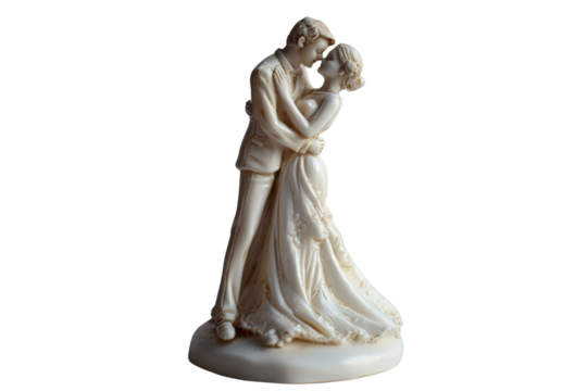 Elegant porcelain figurine of a couple dancing, embodying love and romance, perfect for wedding decorations.