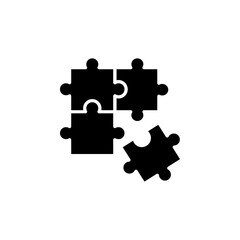 Puzzle icon flat line symbol set.