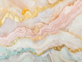 Fototapeta premium Rose Quartz and Gold Marble Pattern in Pastel Hues.