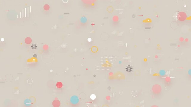 カラフルでミニマルなオブジェクトのフラットデザインのグラフィック　ループ　回転