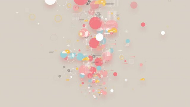 カラフルでミニマルなオブジェクトのフラットデザインのグラフィック　ループ　クリエイト