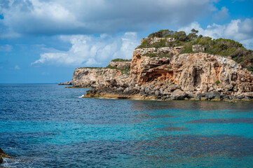 Obraz premium Coast of Mallorca near Calo des Moro beach, cliffs at the sea, majorca spain