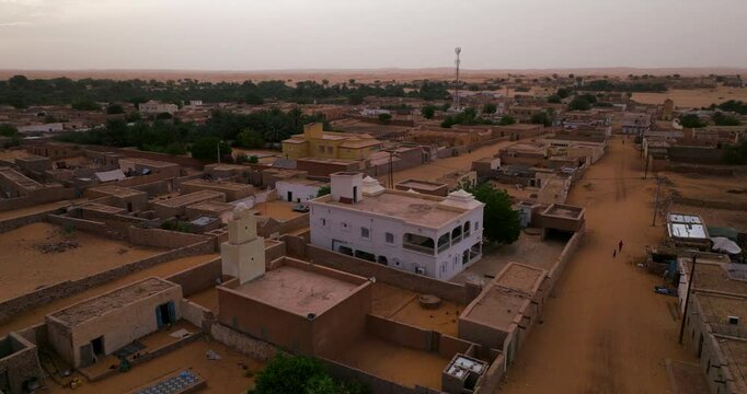 Chinguetti Old City In Mauritania At Sunrise - Aerial Drone Shot