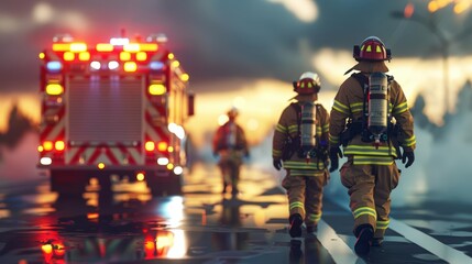 Craft immersive 3D illustrations of emergency drills and simulations, emphasizing readiness and coordination