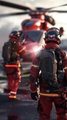 Naklejka premium Craft immersive 3D illustrations of emergency drills and simulations, emphasizing readiness and coordination