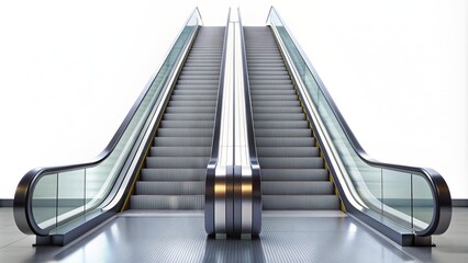 The escalator goes up on a white background.