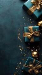 Elegant Gift Boxes with Festive Bows and Sparkles