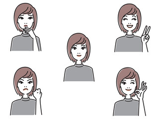 大人の女性の表情セット