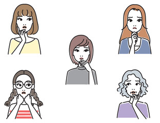 女性の色々な表情セット