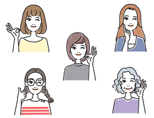 女性の色々な表情セット