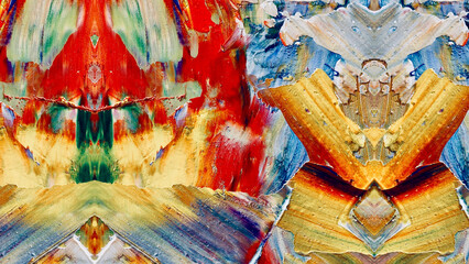 Abstract background art . Ethnic pattern. Mixtures of oil paint. Trendy hand painting canvas. Wall...