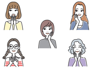 女性の色々な表情セット