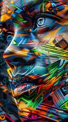 A Close-up Shot of a Diverse faces with modern, abstract digital art elements