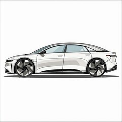 Fototapeta premium A cute cartoon Style ofA futuristic design of an electric luxury sedan