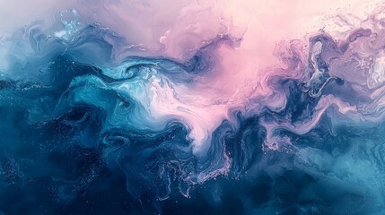 Fototapeta premium A mesmerizing abstract background featuring a fluid art design with swirling pastel pinks, blues, and purples.