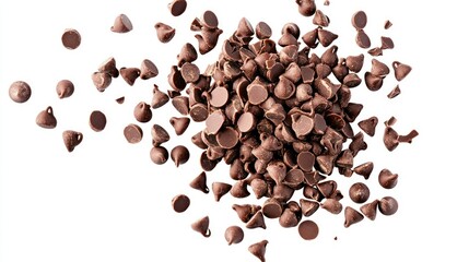 Obraz premium Chocolate flavour splash top view isolated on white background