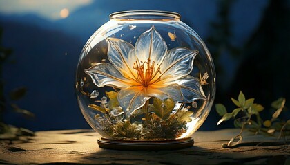 Time Passage: Explore how the glass flower has remained unchanged while everything outside changes with time.
