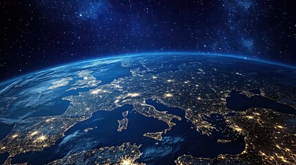 Obraz premium Communication and Telecommunications from Space. Broadcasting Concept. Communication satellite 