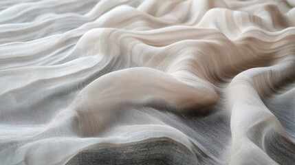A soft, flowing texture of fabric, showcasing delicate waves and subtle color variations in a serene, abstract composition.