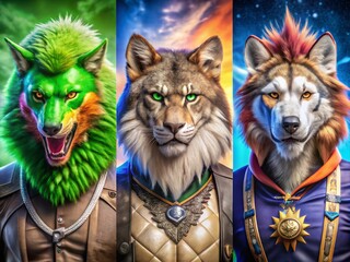 Dynamic Animal Mascots for Esports: Wolf, Eagle, and Lion Creations