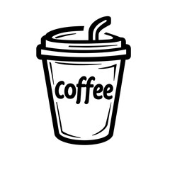 Coffee cup vector illustration. Coffee mug logo. Hot drink take away banner. Cafeteria beverage to go icon. Cafe symbol. Espresso, latte or cappuccino isolated sticker.