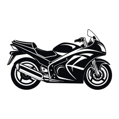 Sporty motorcycle in black color silhouette. Motorcycle Logo