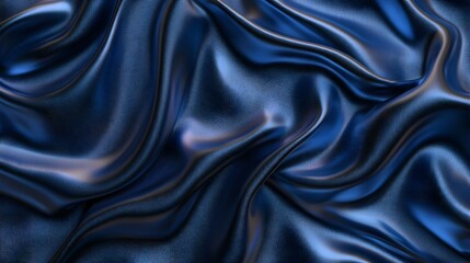 Obraz premium Luxurious Dark Satin Fabric Texture, Abstract Draped Background, Rich Textile Design, Soft Silky Waves, Elegant Home Decor, High-End Interior Backdrop, Sophisticated Fabric Pattern